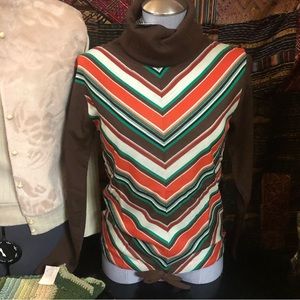 Vintage 1970’s Helen Sue-  turtleneck top with drawstring waist- chevron pattern
